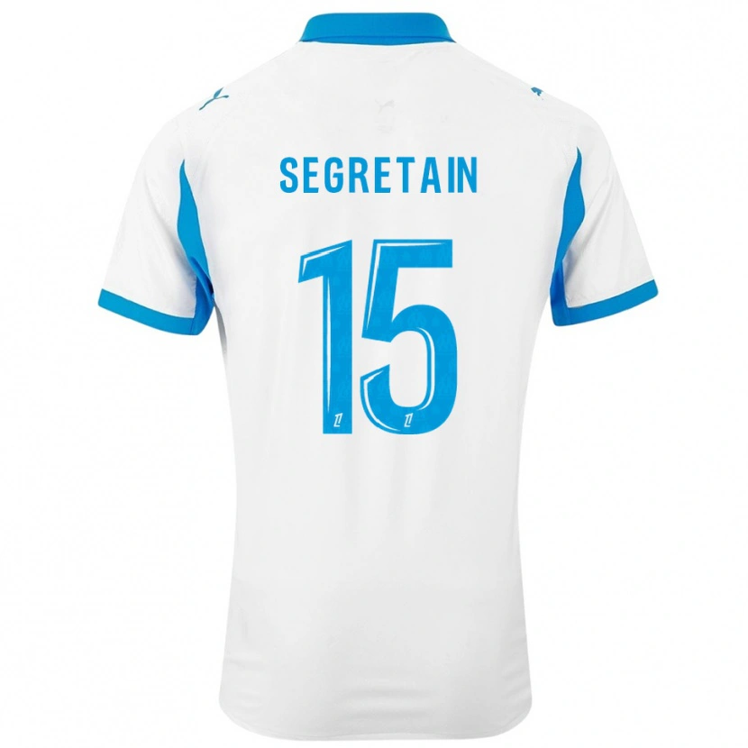 Danxen Uomo Maglia Julie Ségrétain #15 Bianco Azzurro Kit Gara Home 2025/26 Maglietta