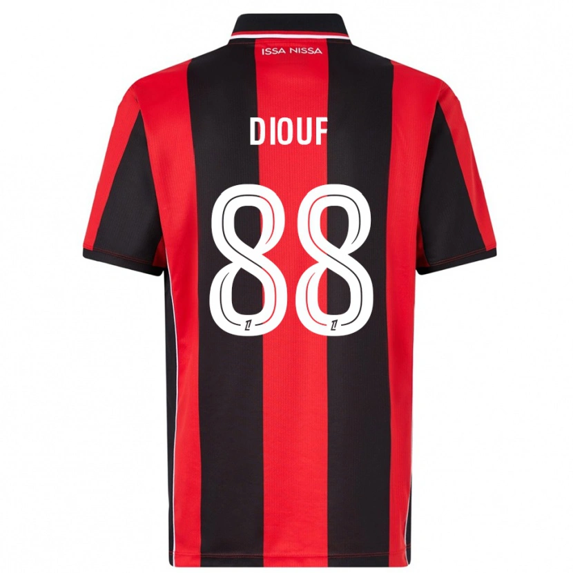 Danxen Uomo Maglia Yehvann Diouf #88 Rosso Nero Kit Gara Home 2025/26 Maglietta