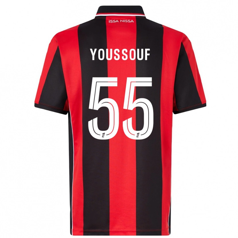 Danxen Uomo Maglia Youssouf Ndayishimiye #55 Rosso Nero Kit Gara Home 2025/26 Maglietta