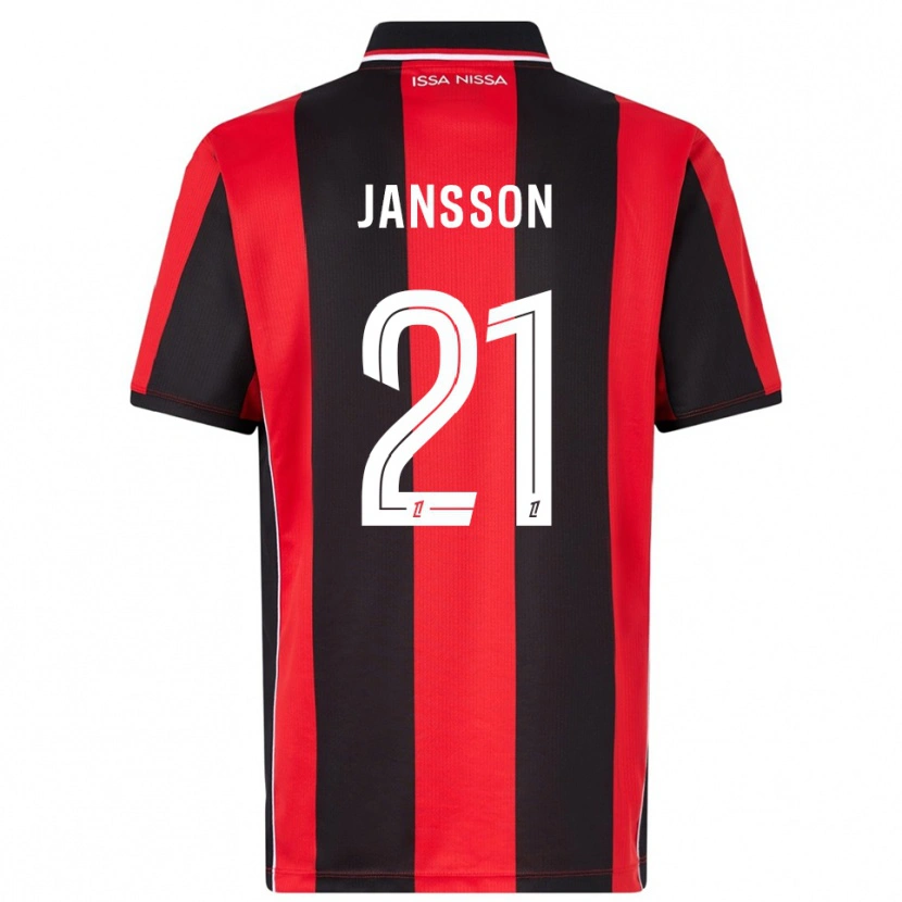 Danxen Uomo Maglia Isak Jansson #21 Rosso Nero Kit Gara Home 2025/26 Maglietta