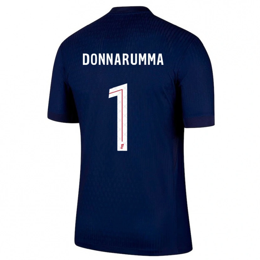 Danxen Uomo Maglia Gianluigi Donnarumma #1 Blu Scuro Rosso Kit Gara Home 2025/26 Maglietta