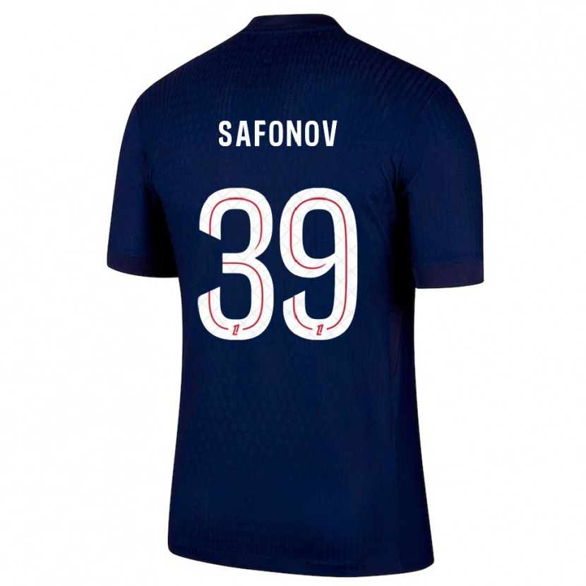 Danxen Uomo Maglia Matvey Safonov #39 Blu Scuro Rosso Kit Gara Home 2025/26 Maglietta