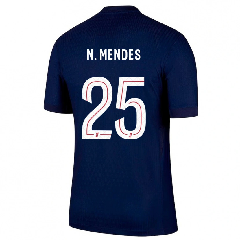 Danxen Uomo Maglia Nuno Mendes #25 Blu Scuro Rosso Kit Gara Home 2025/26 Maglietta