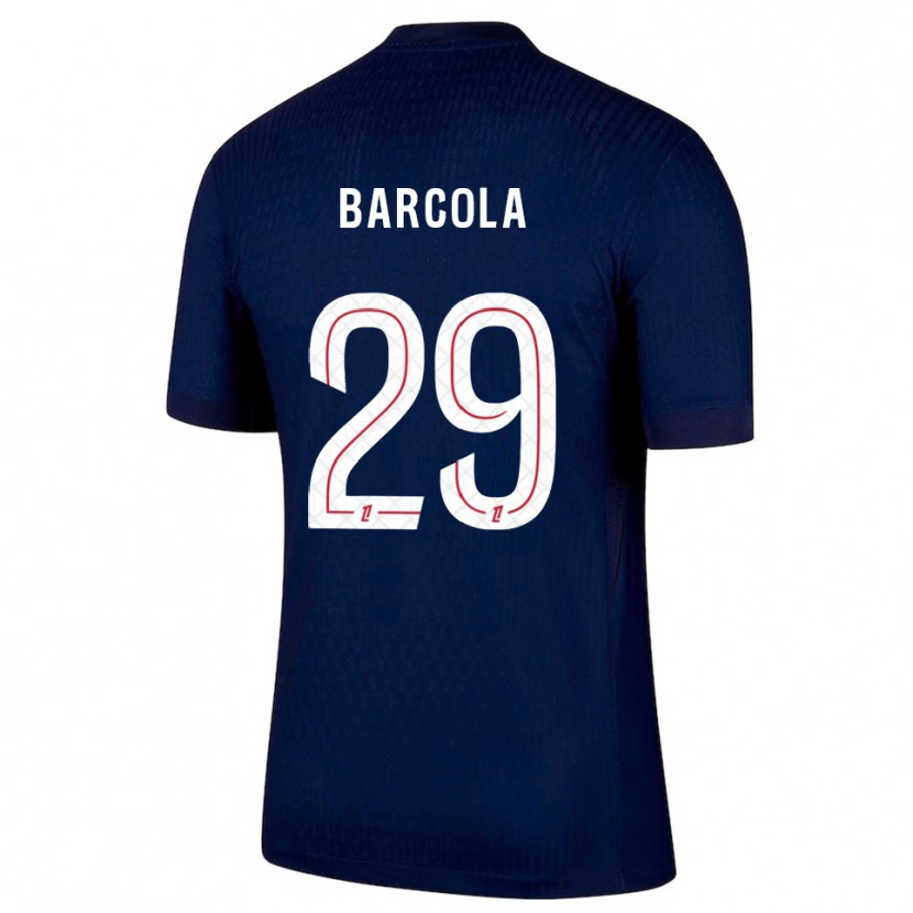 Danxen Uomo Maglia Bradley Barcola #29 Blu Scuro Rosso Kit Gara Home 2025/26 Maglietta