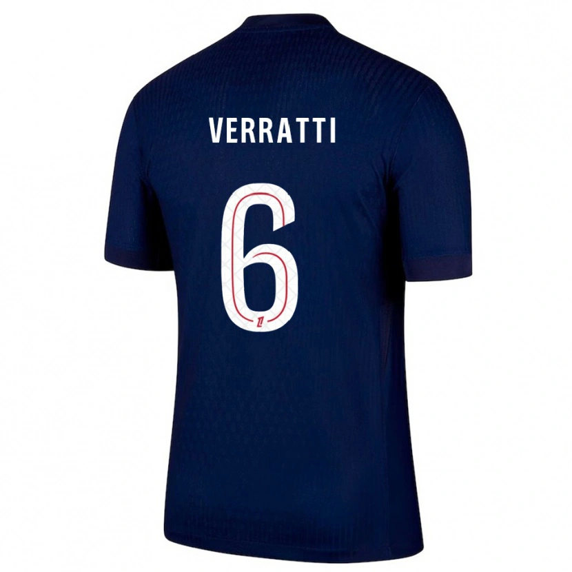Danxen Uomo Maglia Marco Verratti #6 Blu Scuro Rosso Kit Gara Home 2025/26 Maglietta