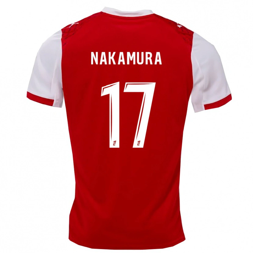 Danxen Uomo Maglia Keito Nakamura #17 Rosso Bianco Kit Gara Home 2025/26 Maglietta