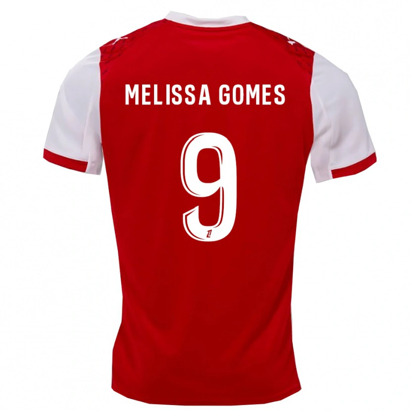 Danxen Uomo Maglia Melissa Ferreira Gomes #9 Rosso Bianco Kit Gara Home 2025/26 Maglietta