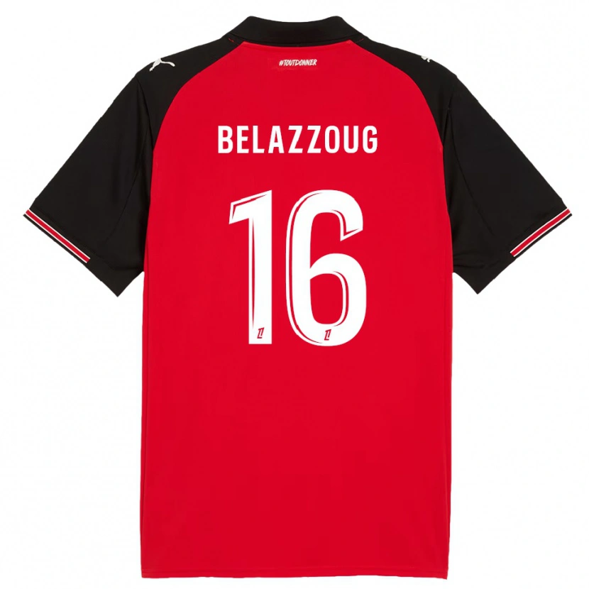 Danxen Uomo Maglia Kilian Belazzoug #16 Rosso Nero Kit Gara Home 2025/26 Maglietta