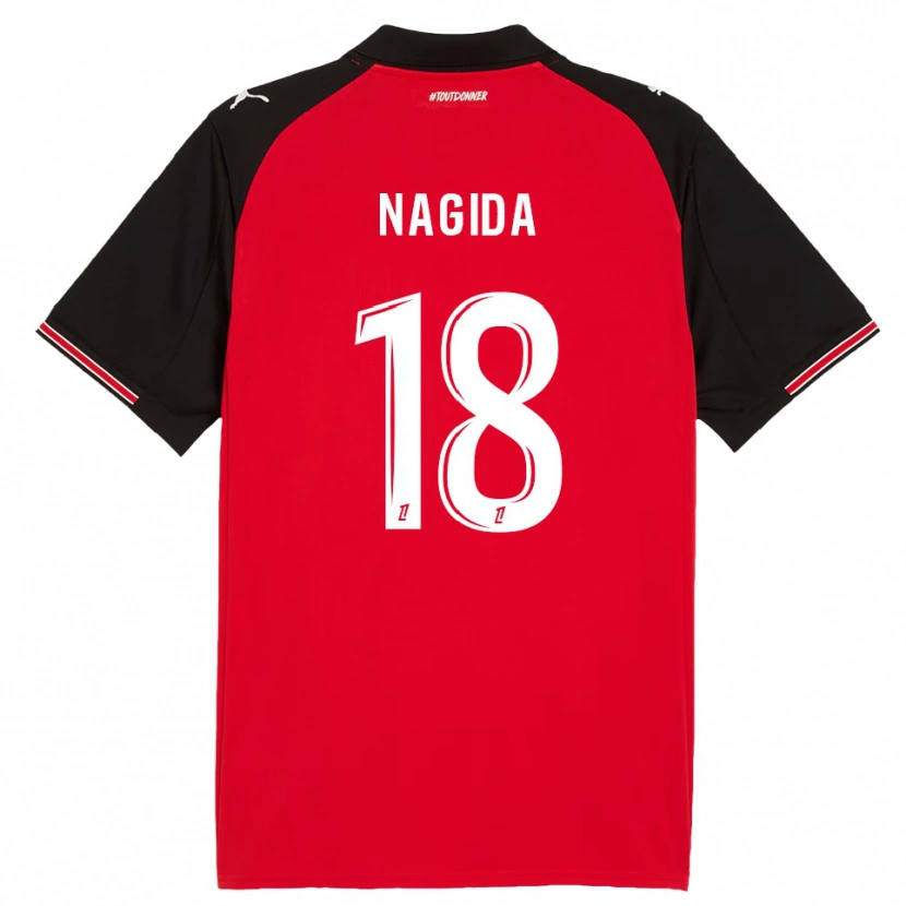Danxen Uomo Maglia Mahamadou Nagida #18 Rosso Nero Kit Gara Home 2025/26 Maglietta
