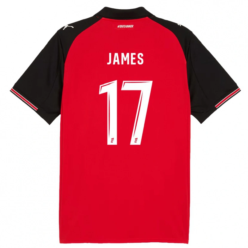 Danxen Uomo Maglia Jordan James #17 Rosso Nero Kit Gara Home 2025/26 Maglietta