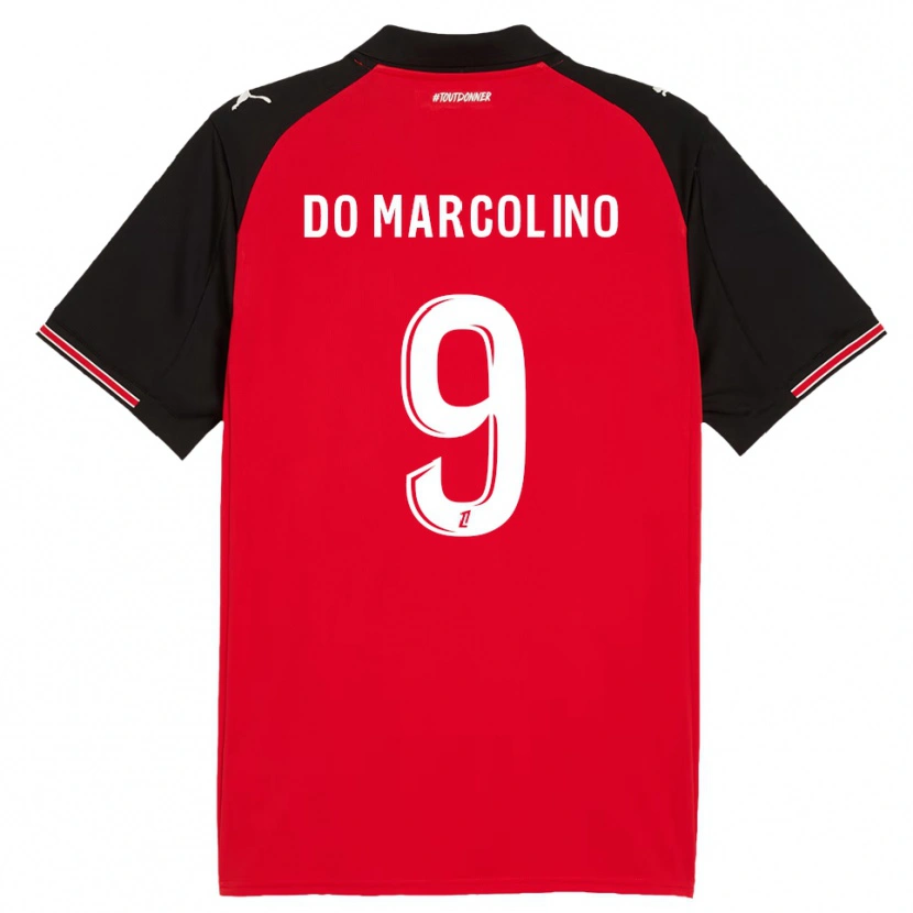 Danxen Uomo Maglia Alan Do Marcolino #9 Rosso Nero Kit Gara Home 2025/26 Maglietta
