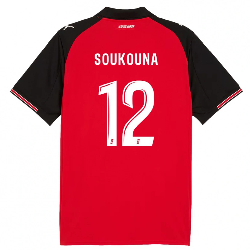 Danxen Uomo Maglia Isiaka Soukouna #12 Rosso Nero Kit Gara Home 2025/26 Maglietta