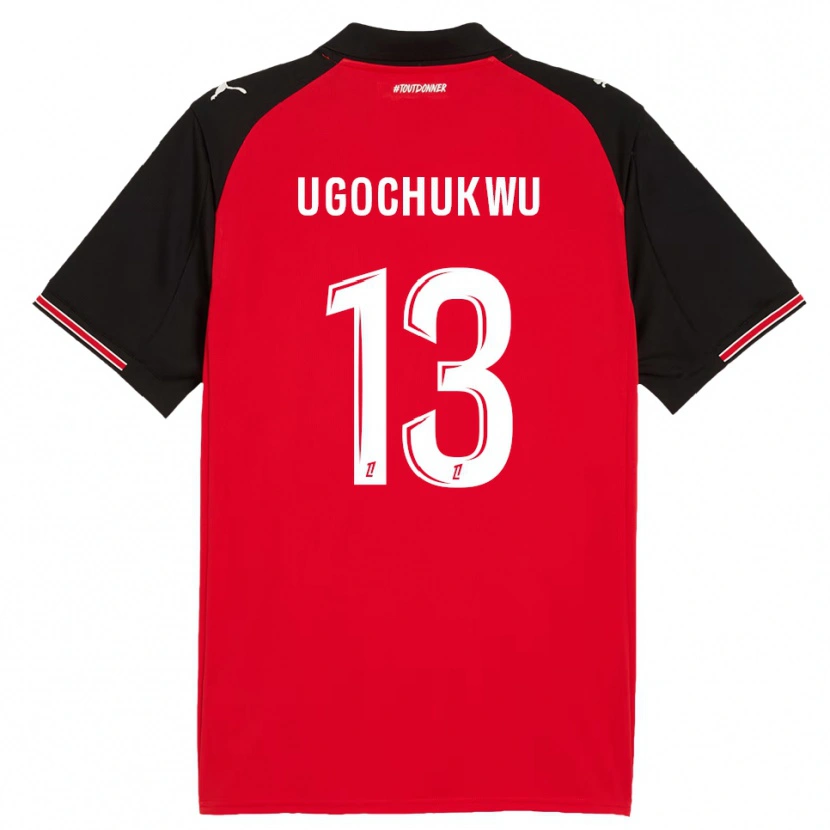 Danxen Uomo Maglia Chibuike Ugochukwu #13 Rosso Nero Kit Gara Home 2025/26 Maglietta