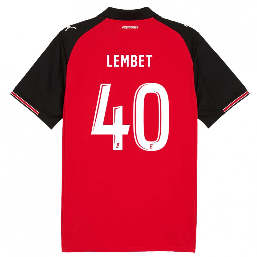 Danxen Uomo Maglia Geoffrey Lembet #40 Rosso Nero Kit Gara Home 2025/26 Maglietta