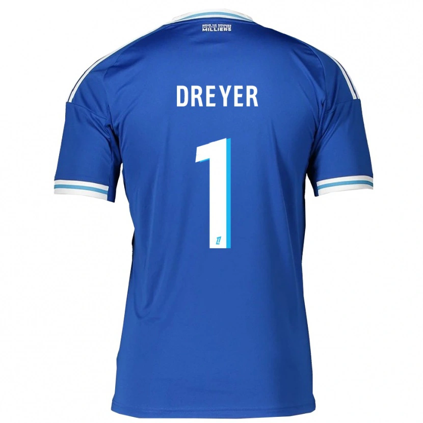 Danxen Uomo Maglia Matthieu Dreyer #1 Blu Bianco Kit Gara Home 2025/26 Maglietta