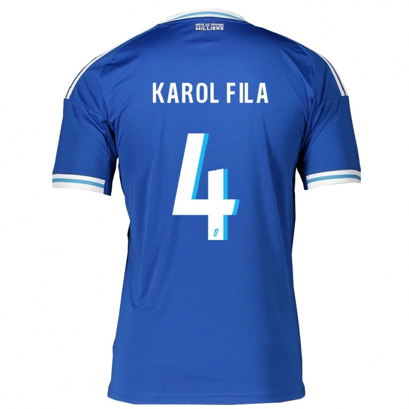 Danxen Uomo Maglia Karol Fila #4 Blu Bianco Kit Gara Home 2025/26 Maglietta