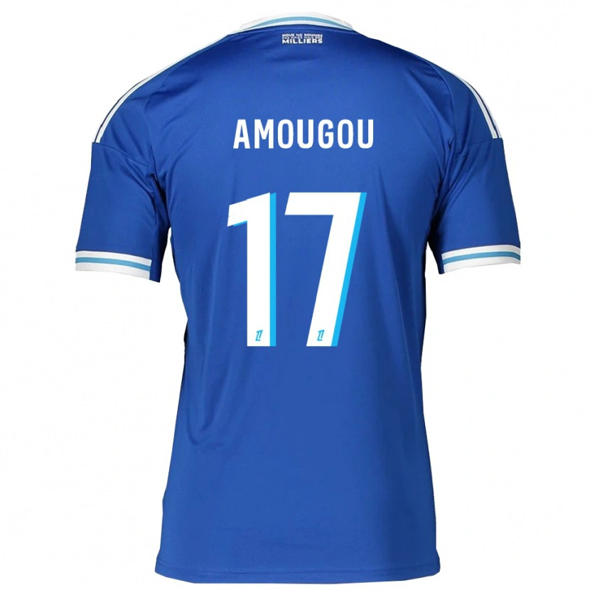 Danxen Uomo Maglia Mathis Amougou #17 Blu Bianco Kit Gara Home 2025/26 Maglietta