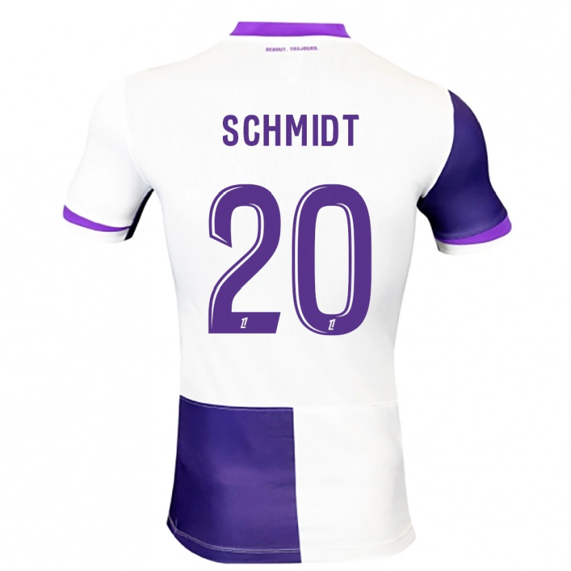 Danxen Uomo Maglia Niklas Schmidt #20 Viola Bianco Kit Gara Home 2025/26 Maglietta