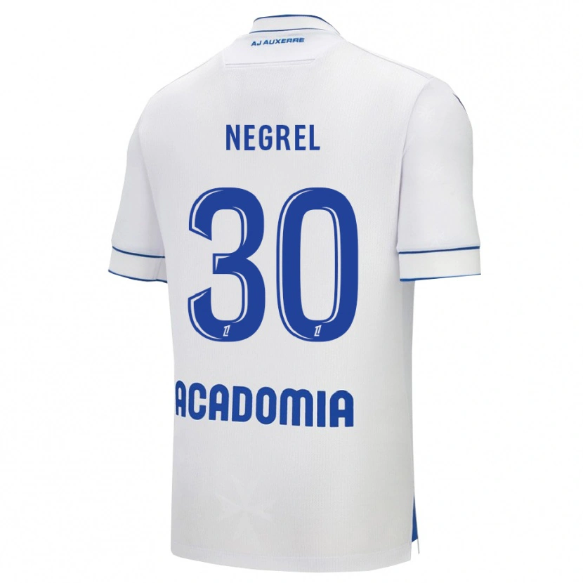 Danxen Uomo Maglia Tom Negrel #30 Bianco Blu Kit Gara Home 2025/26 Maglietta