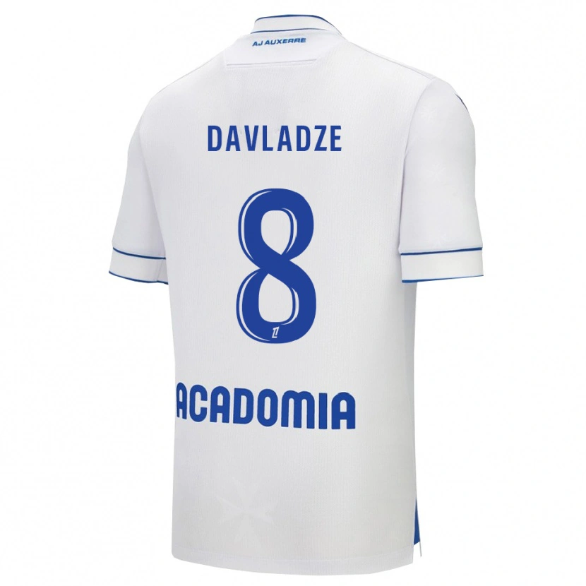Danxen Uomo Maglia Luca Davladze #8 Bianco Blu Kit Gara Home 2025/26 Maglietta