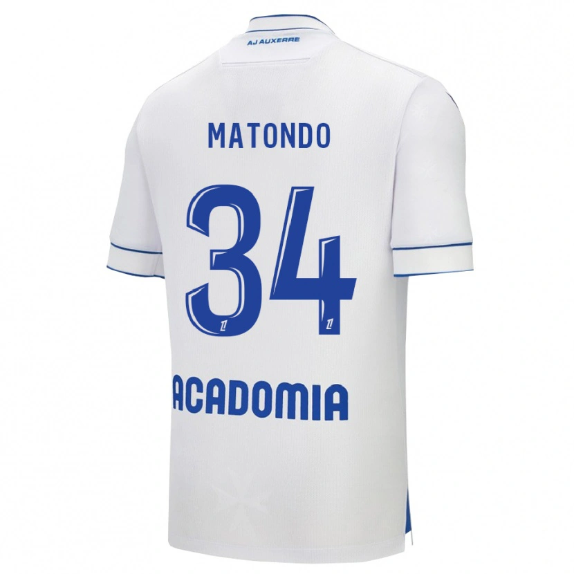 Danxen Uomo Maglia Rudy Matondo #34 Bianco Blu Kit Gara Home 2025/26 Maglietta