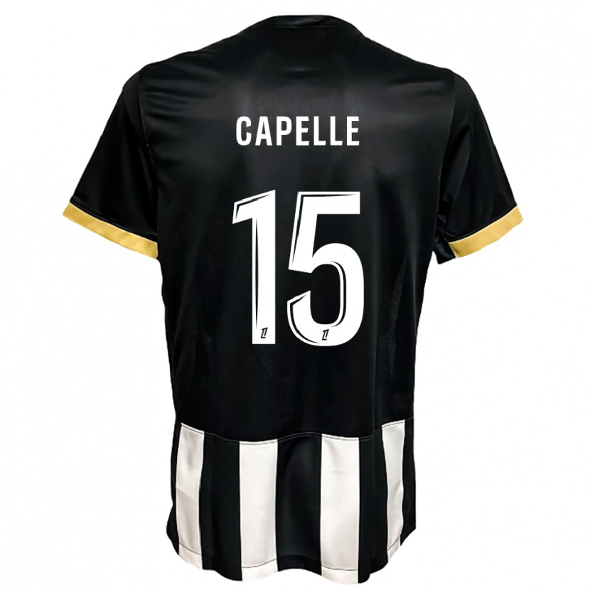Danxen Uomo Maglia Pierrick Capelle #15 Nero Bianco Kit Gara Home 2025/26 Maglietta