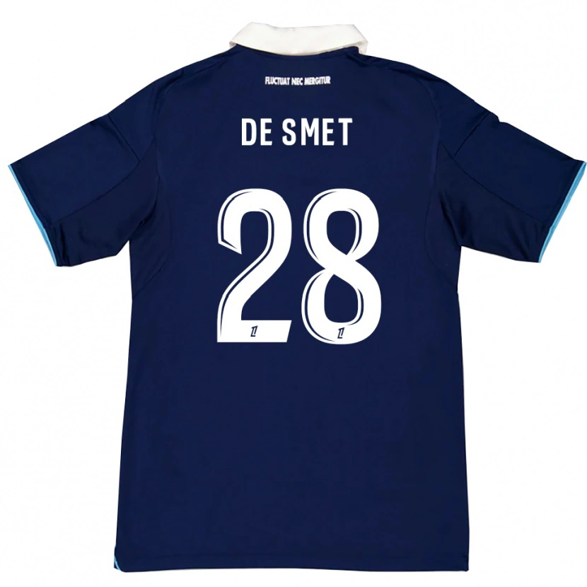 Danxen Uomo Maglia Thibault De Smet #28 Blu Scuro Bianco Kit Gara Home 2025/26 Maglietta