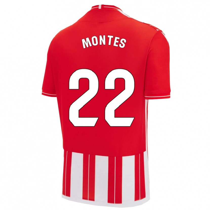 Danxen Uomo Maglia César Montes #22 Rosso Bianco Kit Gara Home 2025/26 Maglietta
