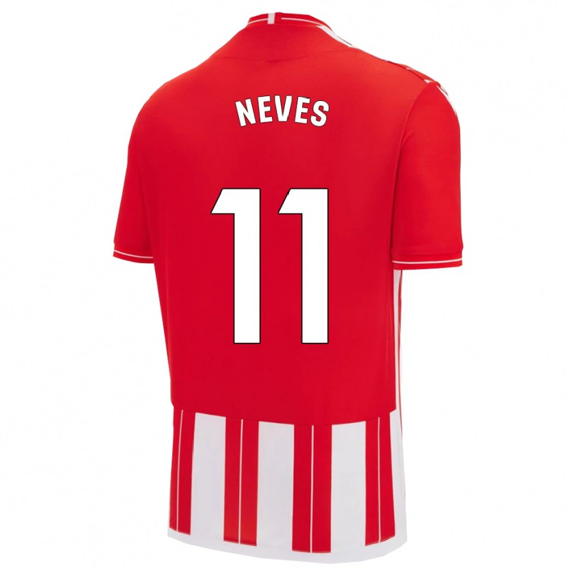 Danxen Uomo Maglia Hugo Neves #11 Rosso Bianco Kit Gara Home 2025/26 Maglietta