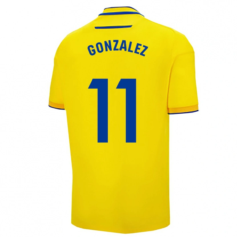 Danxen Uomo Maglia Chus González #11 Giallo Blu Scuro Kit Gara Home 2025/26 Maglietta