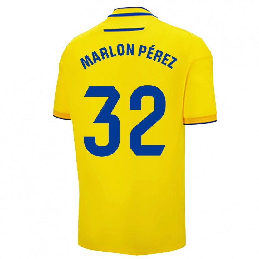 Danxen Uomo Maglia Marlon Pérez #32 Giallo Blu Scuro Kit Gara Home 2025/26 Maglietta