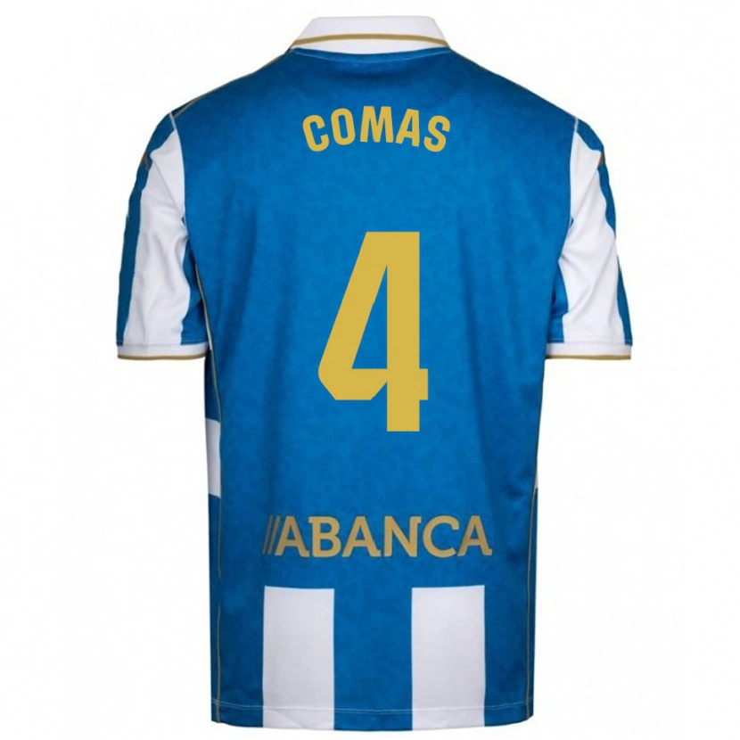 Danxen Uomo Maglia Arnau Comas #4 Bianco Blu Kit Gara Home 2025/26 Maglietta