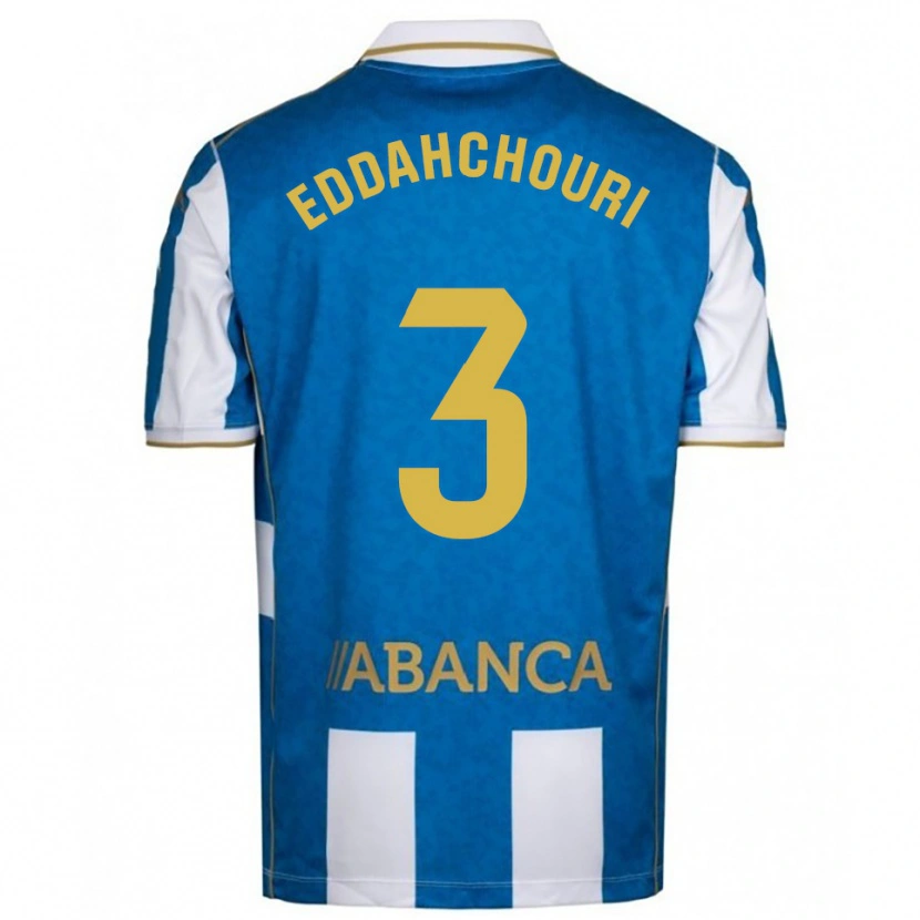 Danxen Uomo Maglia Zakaria Eddahchouri #3 Bianco Blu Kit Gara Home 2025/26 Maglietta