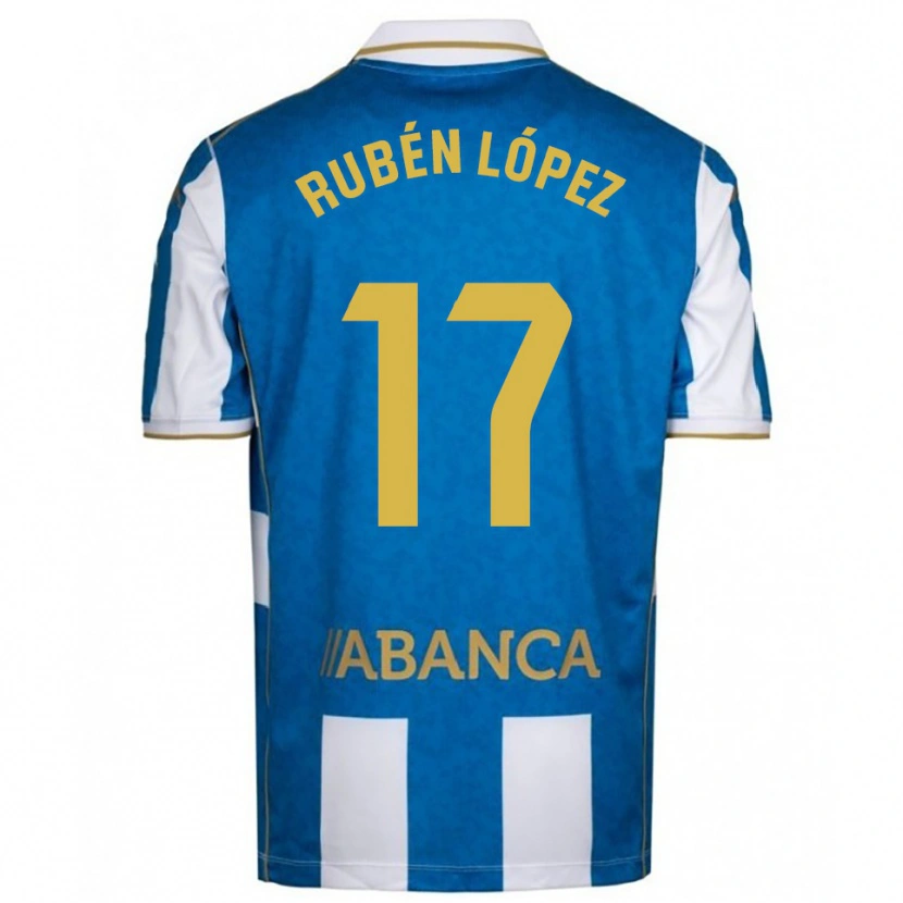 Danxen Uomo Maglia Rubén López #17 Bianco Blu Kit Gara Home 2025/26 Maglietta