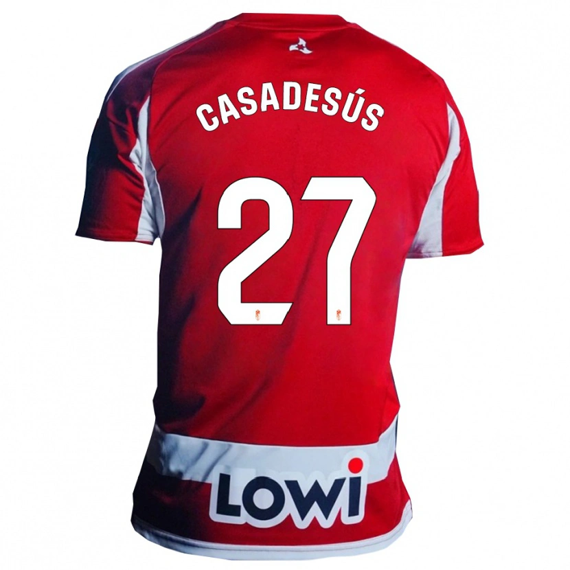 Danxen Uomo Maglia Pau Casadesús #27 Rosso Bianco Kit Gara Home 2025/26 Maglietta