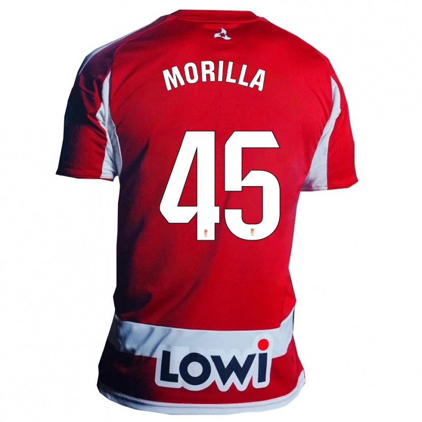 Danxen Uomo Maglia David Morilla #45 Rosso Bianco Kit Gara Home 2025/26 Maglietta