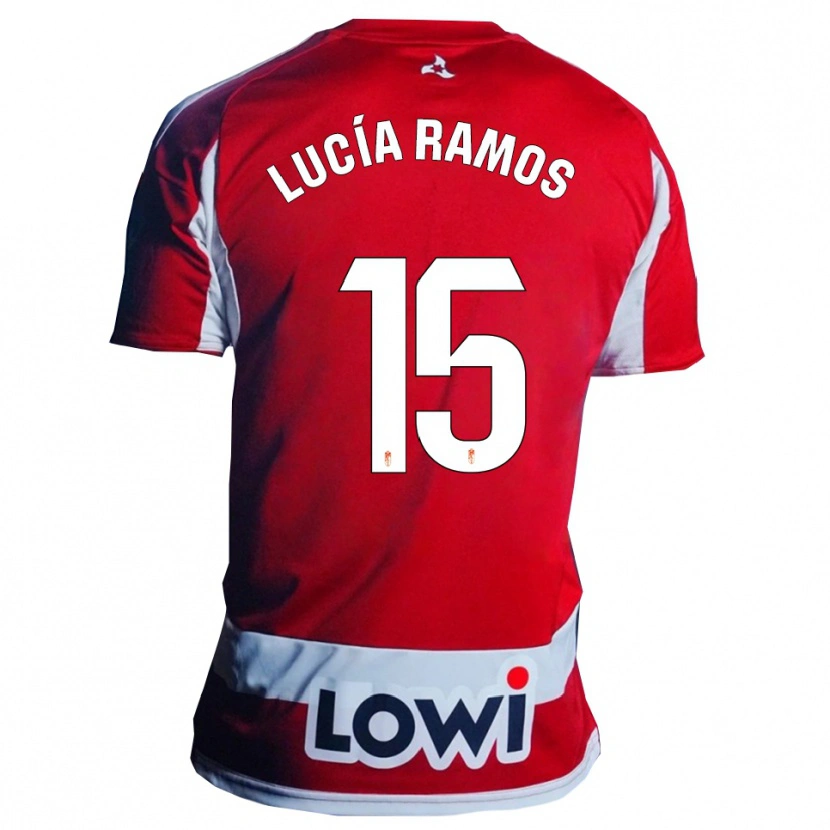 Danxen Uomo Maglia Lucía Ramos Narvaez #15 Rosso Bianco Kit Gara Home 2025/26 Maglietta