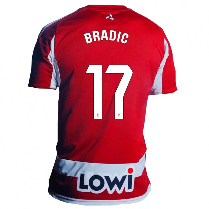 Danxen Uomo Maglia Biljana Bradić #17 Rosso Bianco Kit Gara Home 2025/26 Maglietta