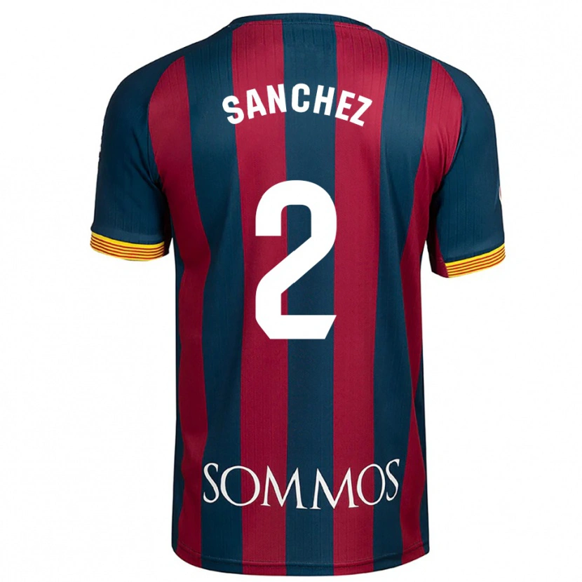 Danxen Uomo Maglia Paz Sánchez #2 Blu Scuro Rosso Kit Gara Home 2025/26 Maglietta