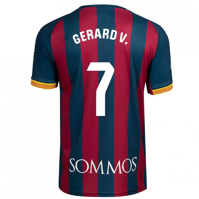 Danxen Uomo Maglia Gerard Valentín #7 Blu Scuro Rosso Kit Gara Home 2025/26 Maglietta