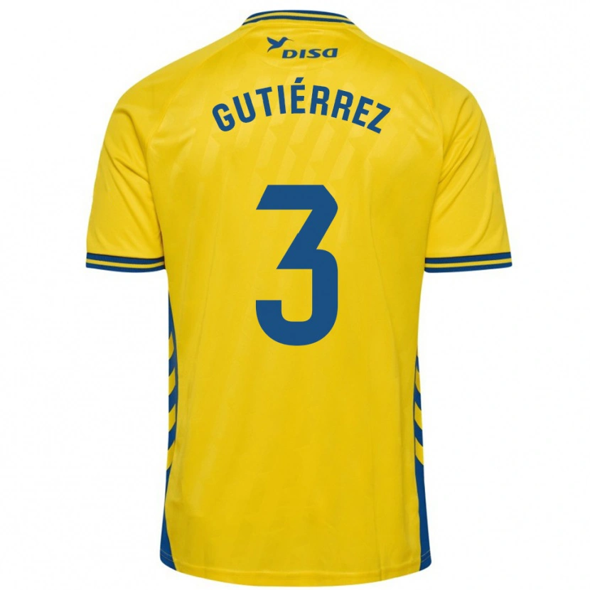 Danxen Uomo Maglia Cristian Gutiérrez #3 Giallo Blu Kit Gara Home 2025/26 Maglietta