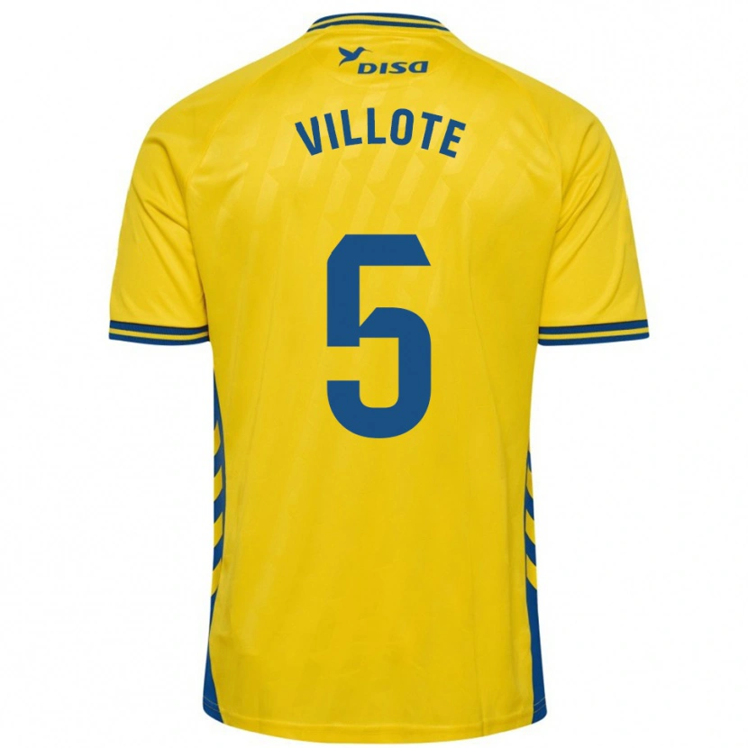 Danxen Uomo Maglia Víctor Villote #5 Giallo Blu Kit Gara Home 2025/26 Maglietta