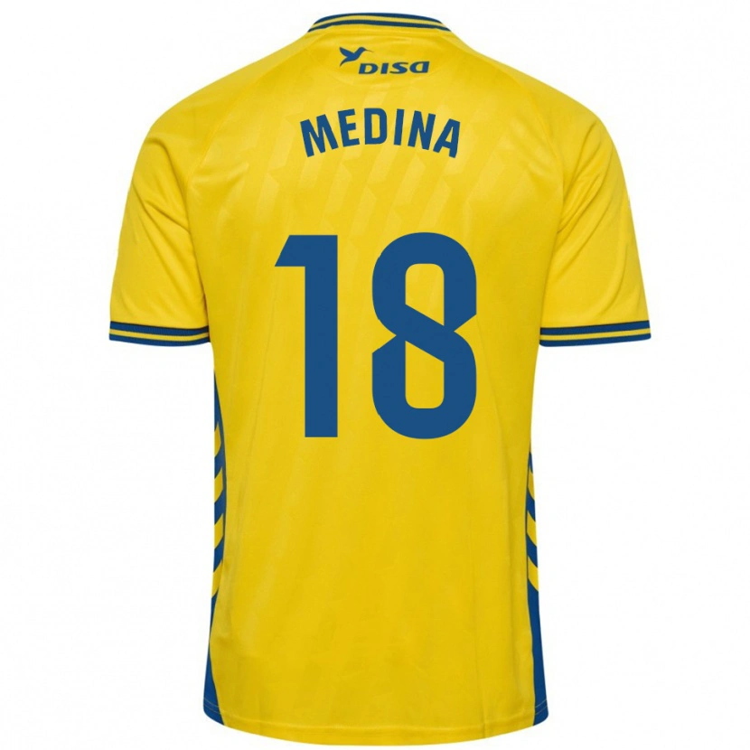 Danxen Uomo Maglia Iván Medina #18 Giallo Blu Kit Gara Home 2025/26 Maglietta