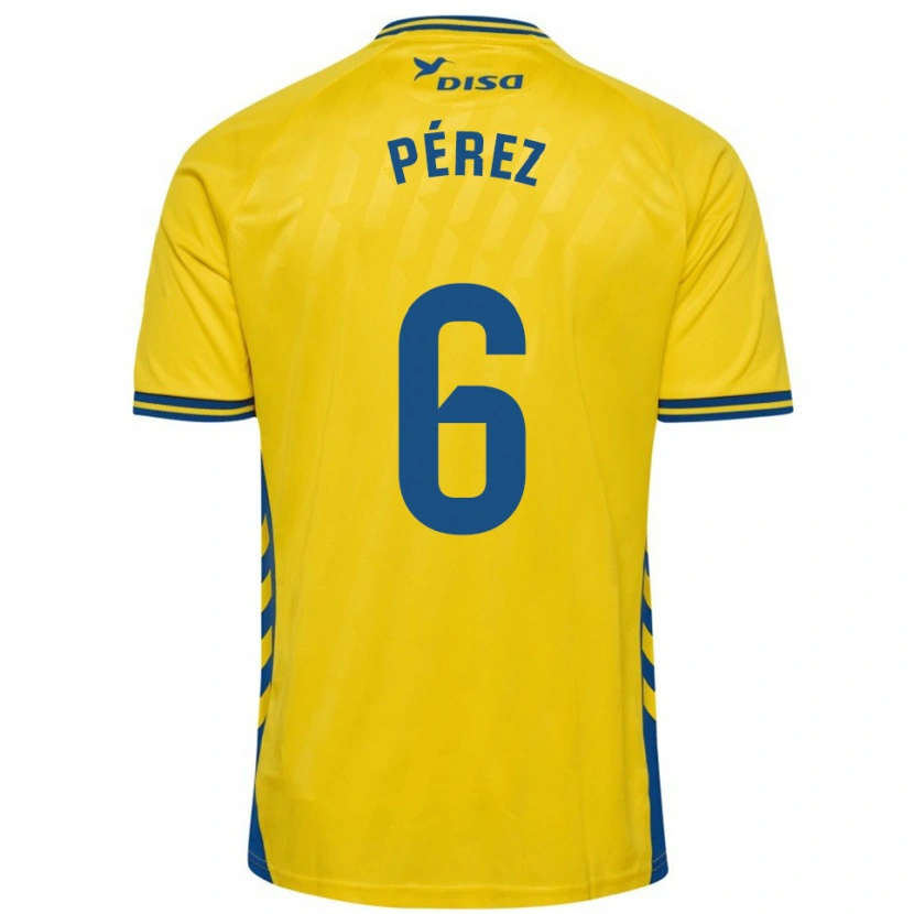 Danxen Uomo Maglia Yoni Pérez #6 Giallo Blu Kit Gara Home 2025/26 Maglietta