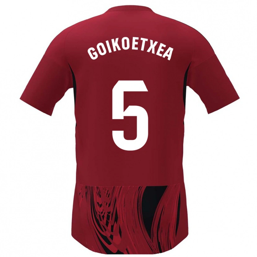Danxen Uomo Maglia Imanol Goikoetxea #5 Rosso Nero Kit Gara Home 2025/26 Maglietta