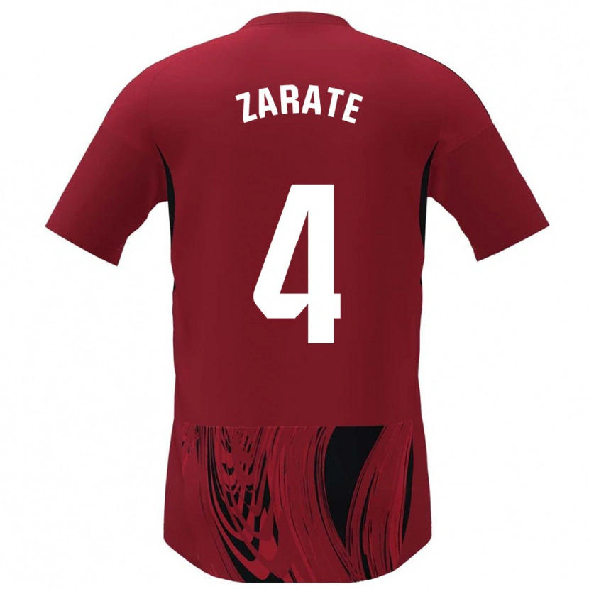 Danxen Uomo Maglia Hugo Zárate #4 Rosso Nero Kit Gara Home 2025/26 Maglietta