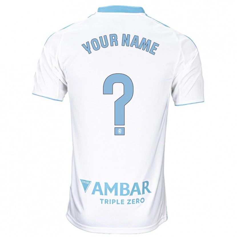 Danxen Uomo Maglia Il Tuo Nome #0 Bianco Azzurro Kit Gara Home 2025/26 Maglietta