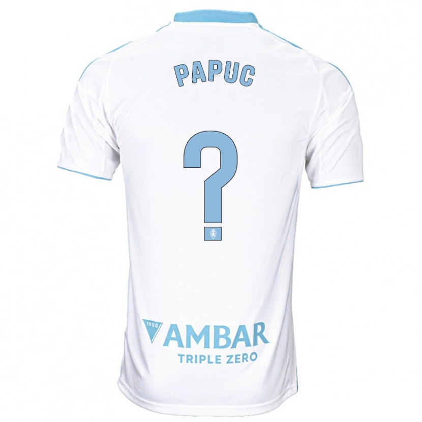 Danxen Uomo Maglia Daniel Papuc #0 Bianco Azzurro Kit Gara Home 2025/26 Maglietta