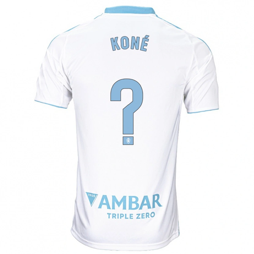Danxen Uomo Maglia Lacine Koné #0 Bianco Azzurro Kit Gara Home 2025/26 Maglietta