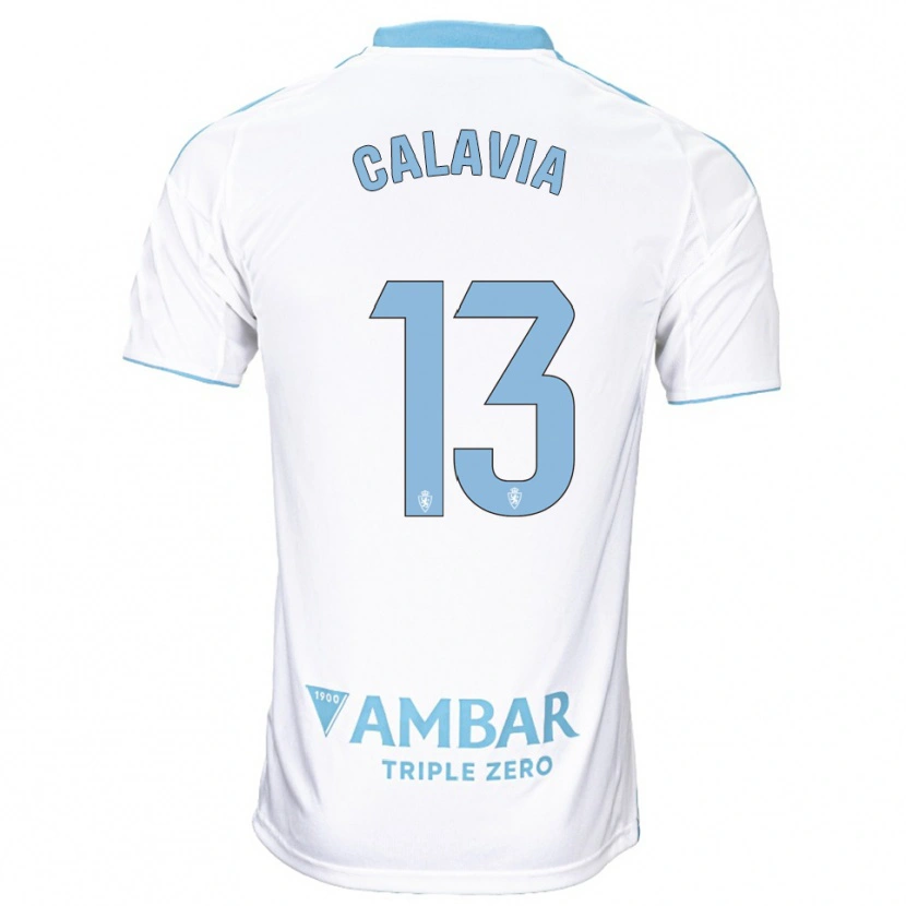 Danxen Uomo Maglia Carlos Calavia #13 Bianco Azzurro Kit Gara Home 2025/26 Maglietta